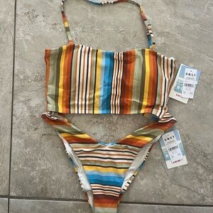 Roxy Womens Cheeky Sunset Striped Multicolor Swim Set